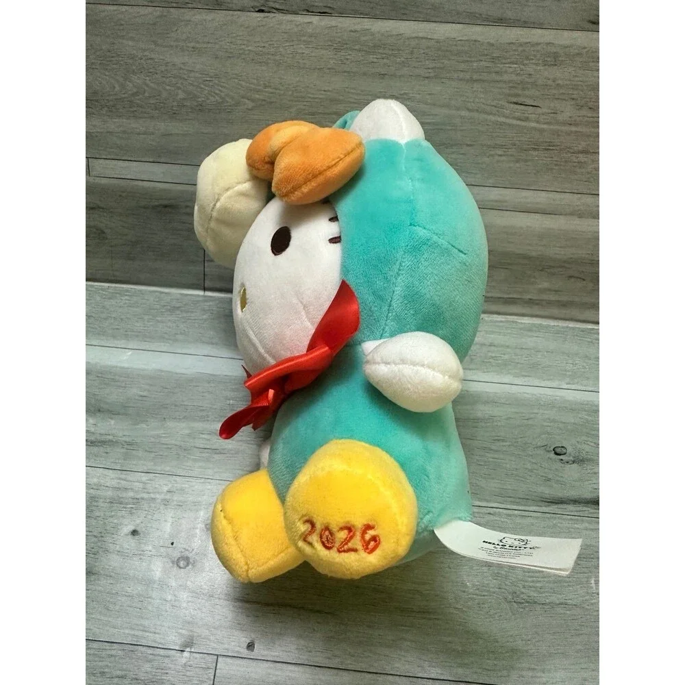 Hello Kitty Year of the horse Plush in Teal, Yellow & Red Bow